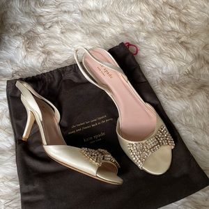 Kate Spade Sparkly Bow Wedding Slingbacks - Nearly New 9.5